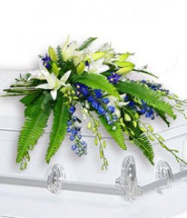 Blue Heaven Casket Spray - Free Delivery - MontRoyal Florist Montreal